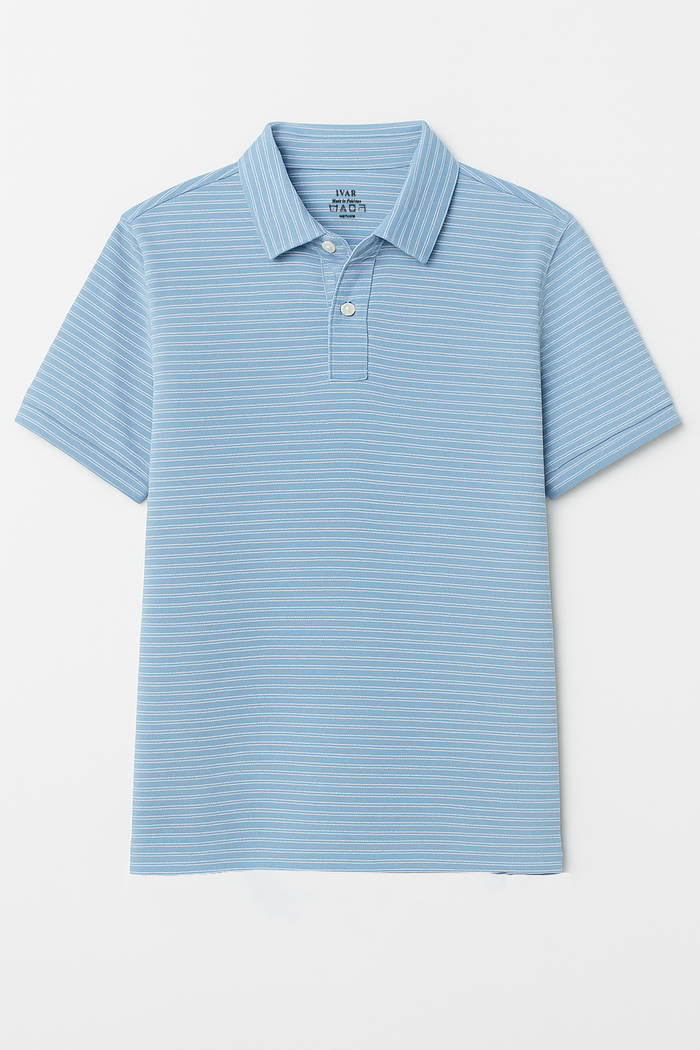 IVAR® Blue Striper Spandex Polo
