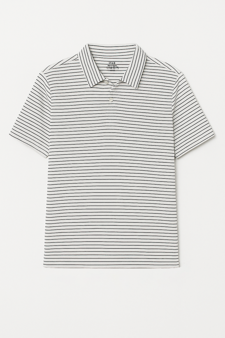 IVAR® Black & White Striper Spandex Polo
