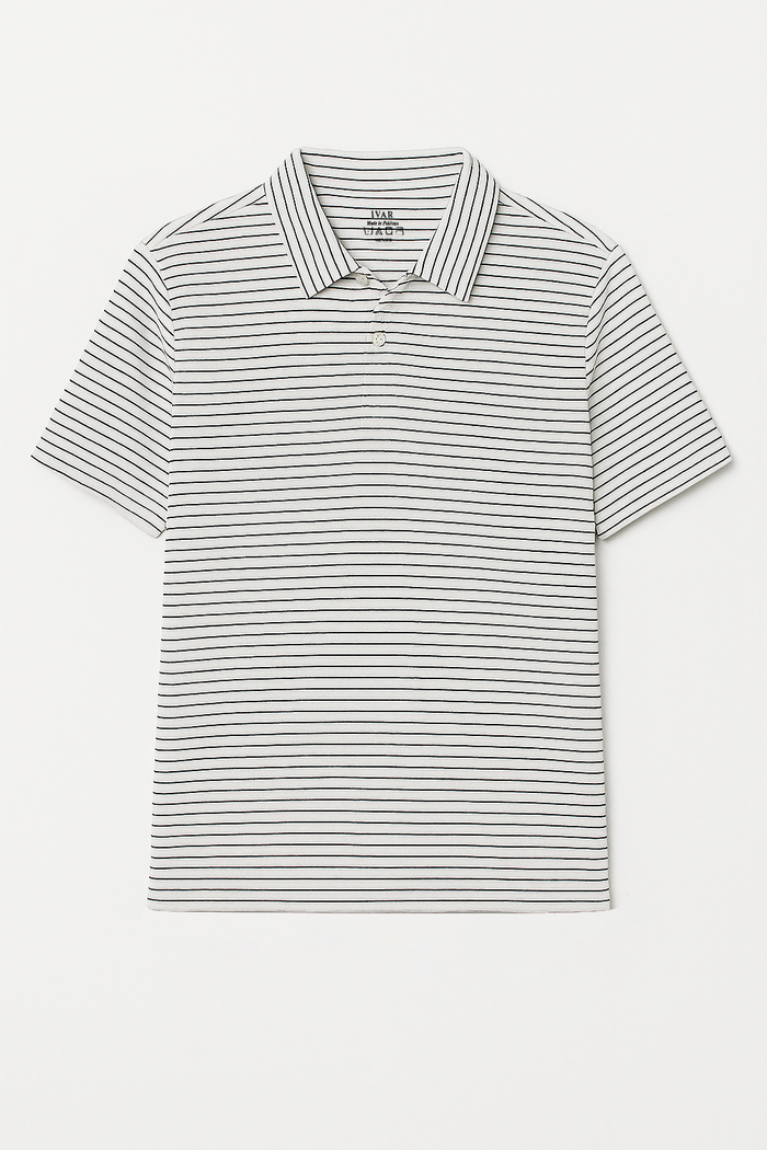 IVAR® Black & White Striper Spandex Polo