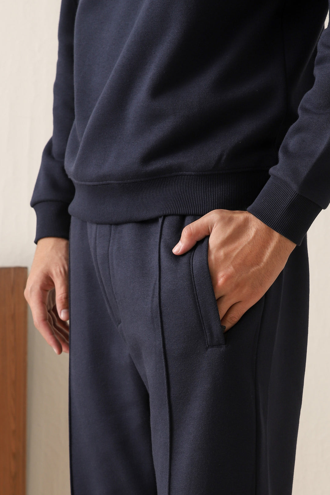 IVAR® Navy Fleece Pleated Pants