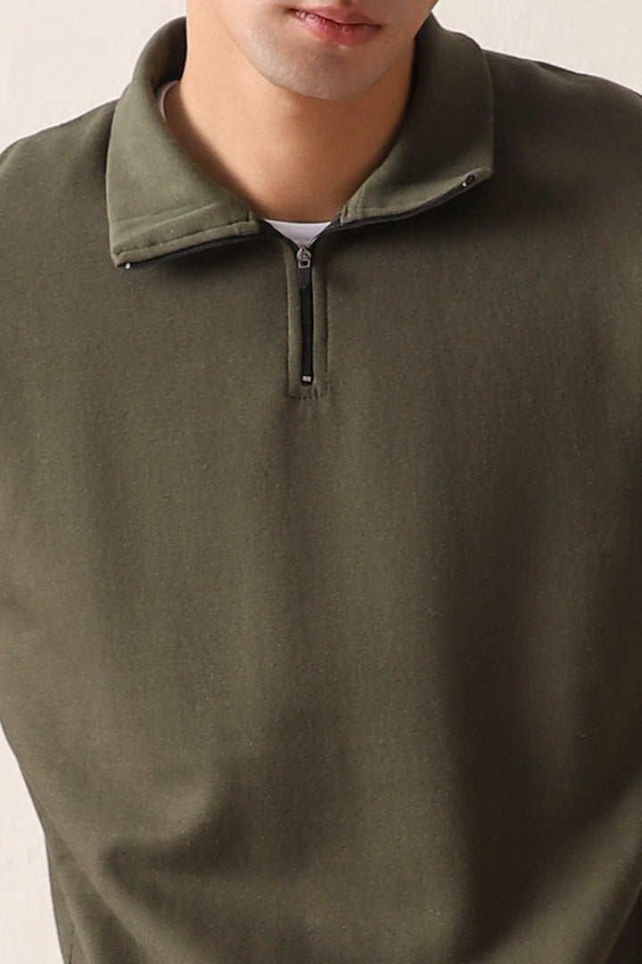 IVAR® Olive Green Fleece Quarter Zipper