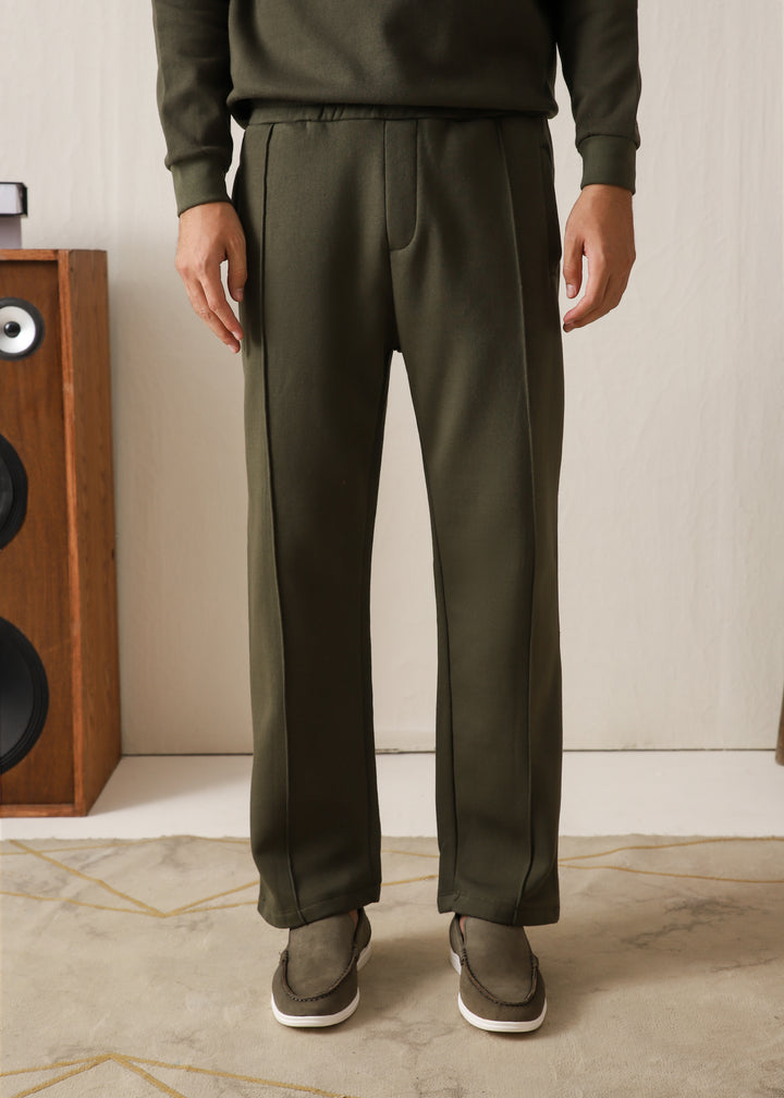 IVAR® Olive Green Fleece Pleated Pants