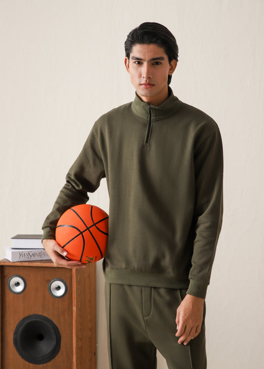 IVAR® Olive Green Fleece Quarter Zipper