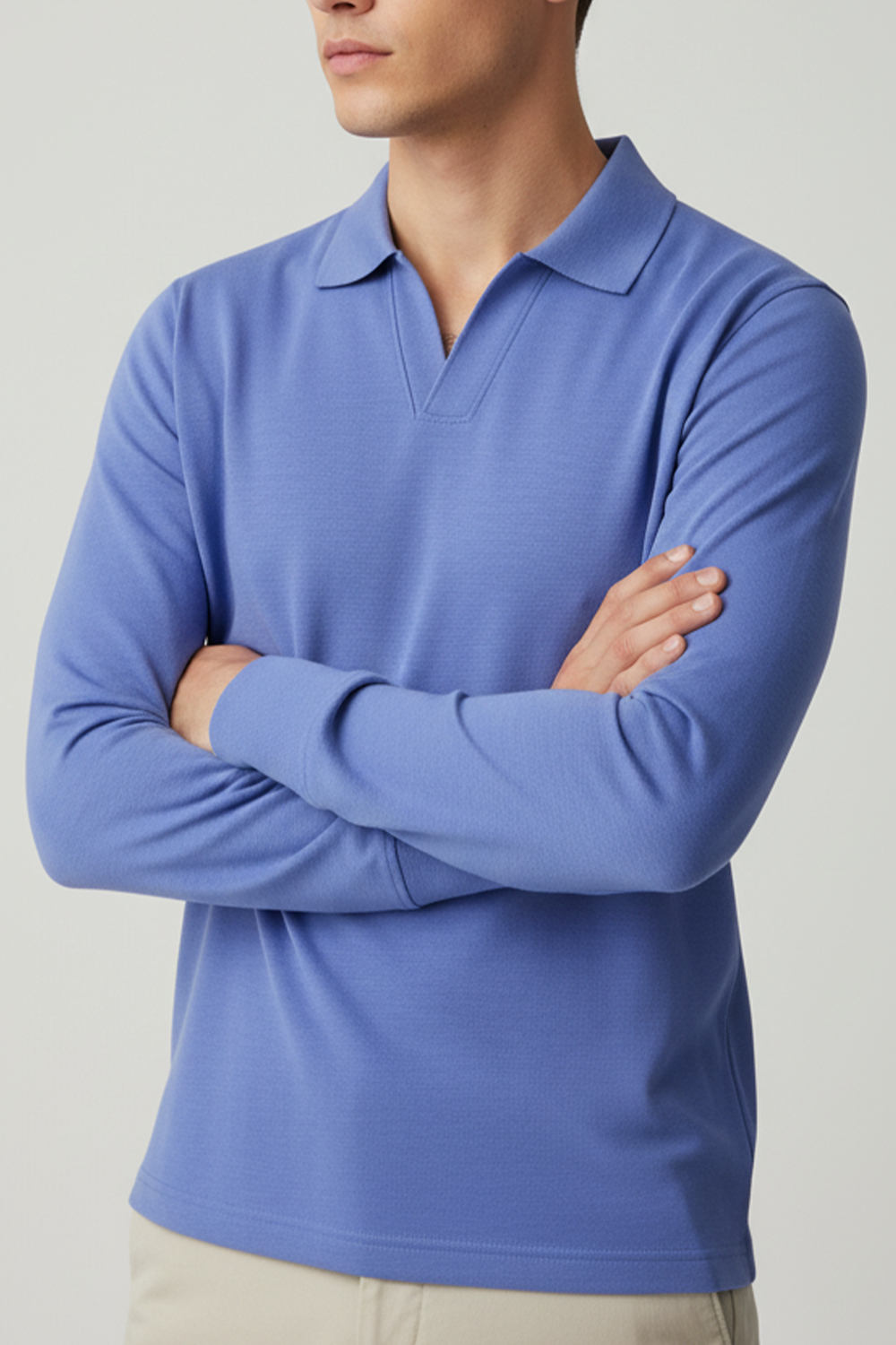 IVAR® Ink Blue Full Sleeve Johnny Collar Polo