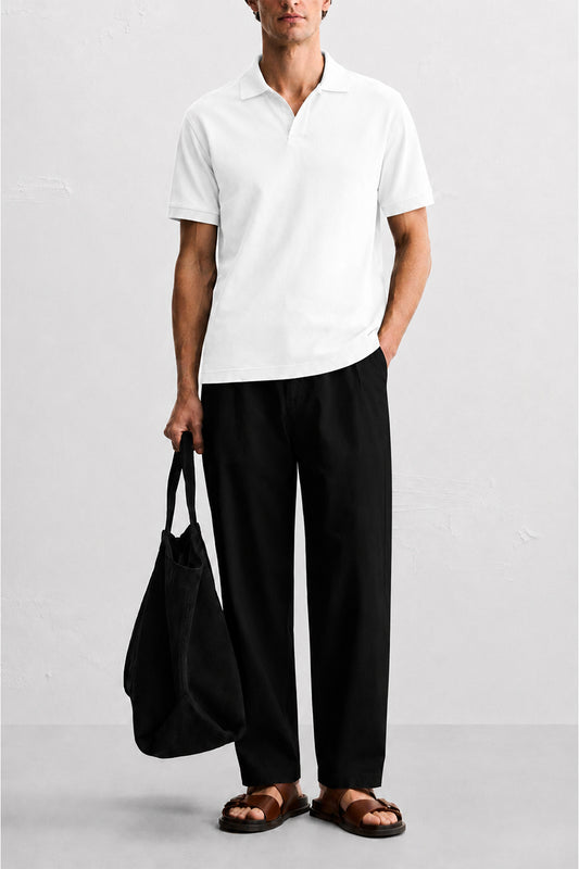 IVAR White J/C Polo - Model Wearing - IVAR Clothing