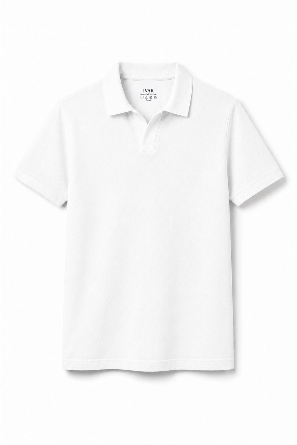 IVAR White J/C Polo - Front View - IVAR Clothing