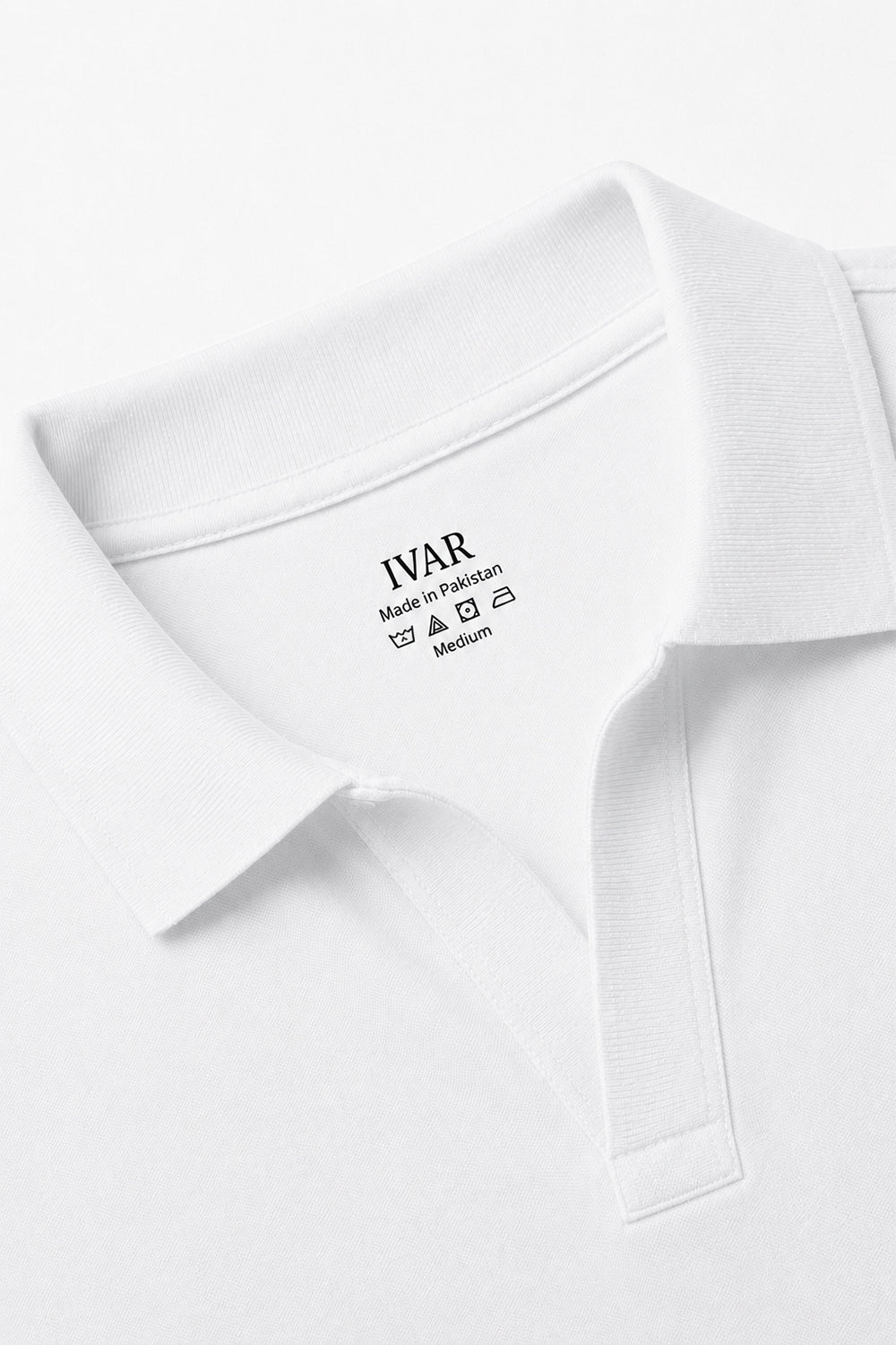 IVAR White J/C Polo - Close-Up Collar Detail - IVAR Clothing