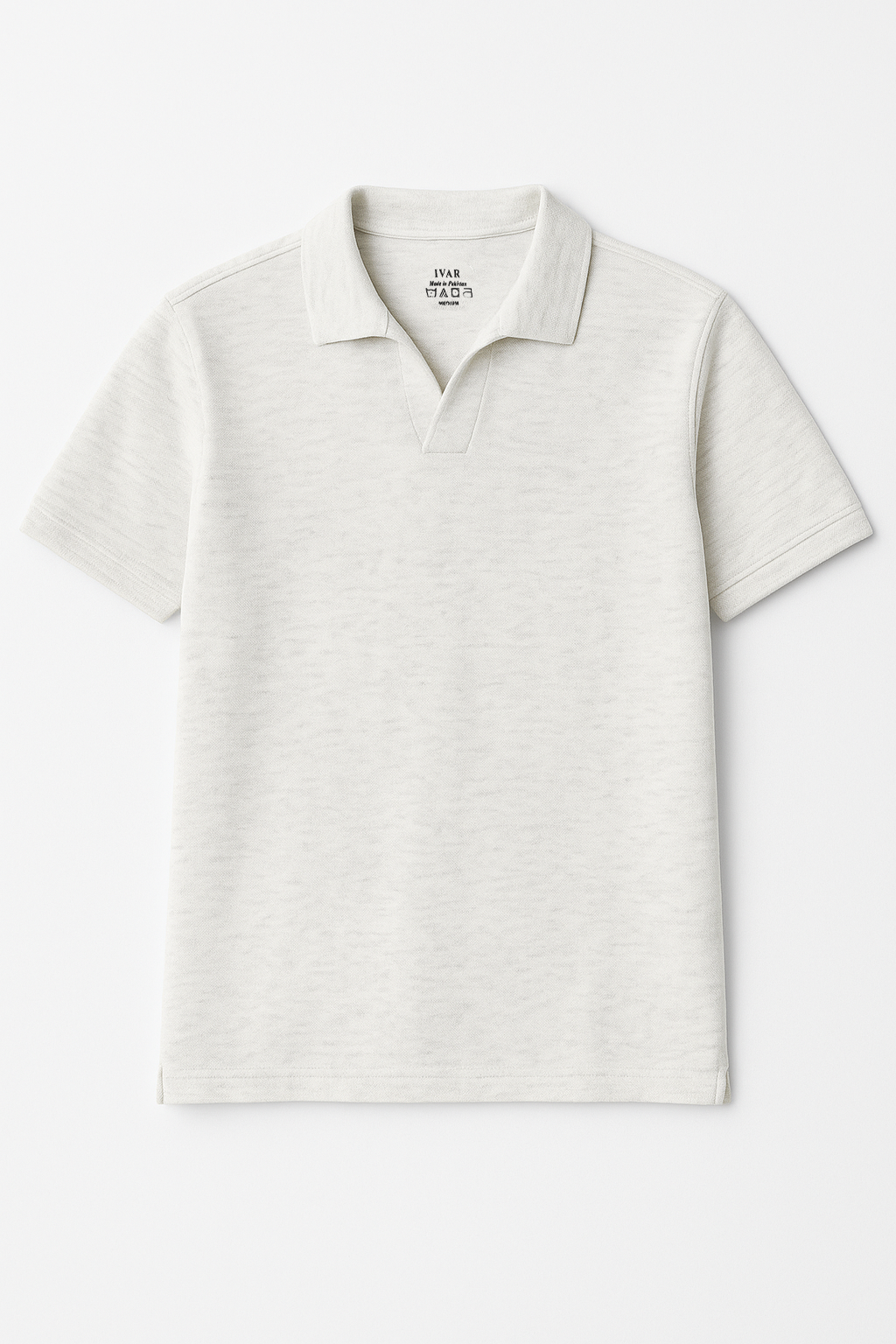 IVAR® Heather White Johnny Collar Polo
