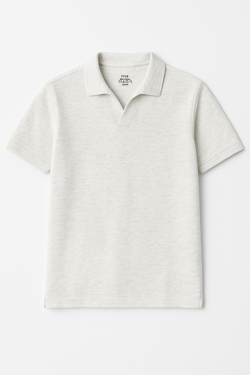 IVAR® Heather White Johnny Collar Polo