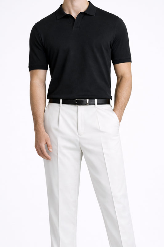 IVAR® Black Johnny Collar Polo