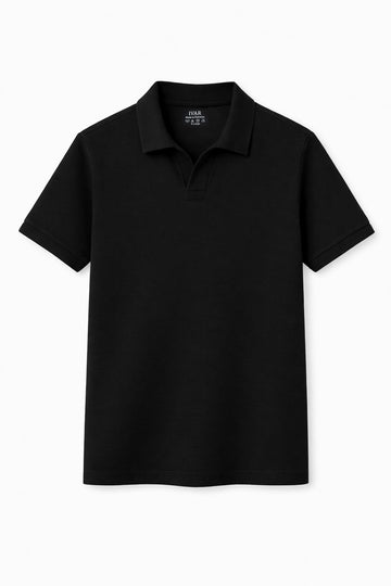 IVAR® Black Johnny Collar Polo