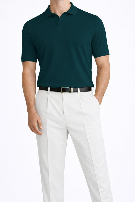 IVAR® Teal Green Johnny Collar Polo