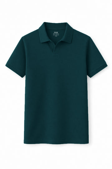 IVAR® Teal Green Johnny Collar Polo