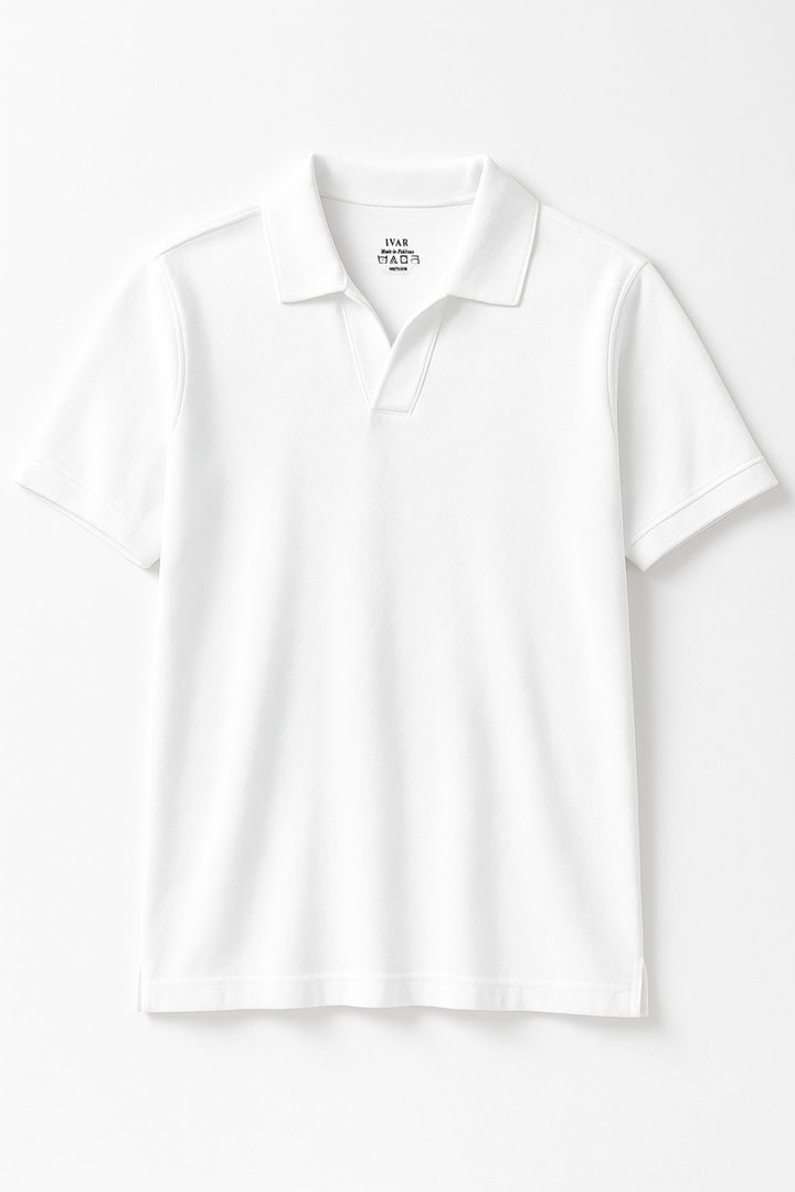 IVAR® White Johnny Collar Polo