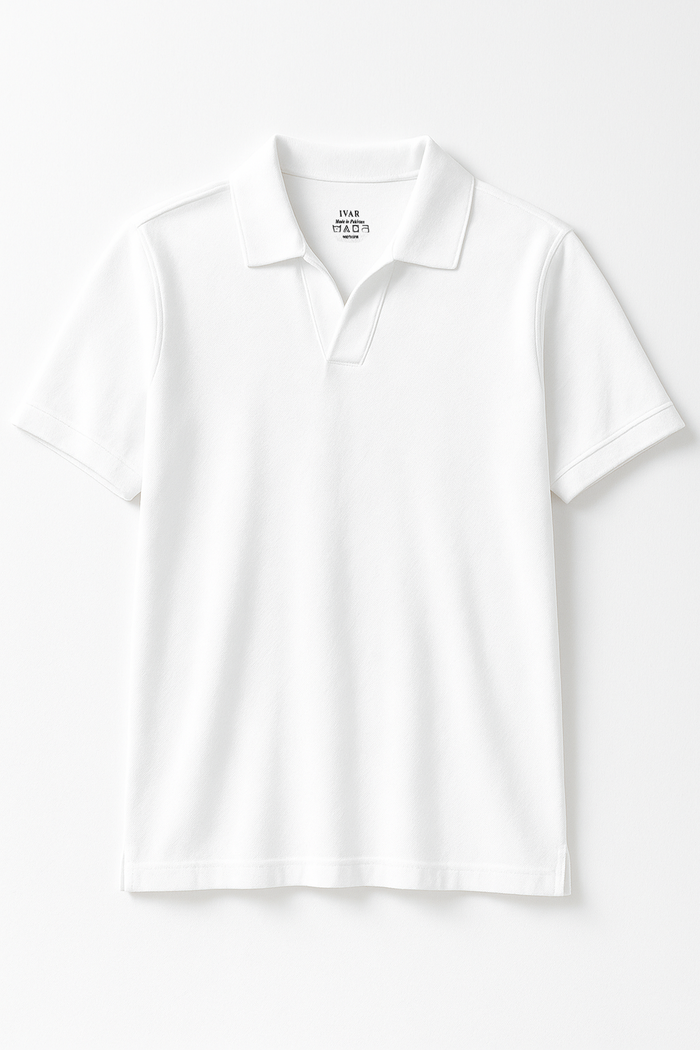 IVAR® White Johnny Collar Polo