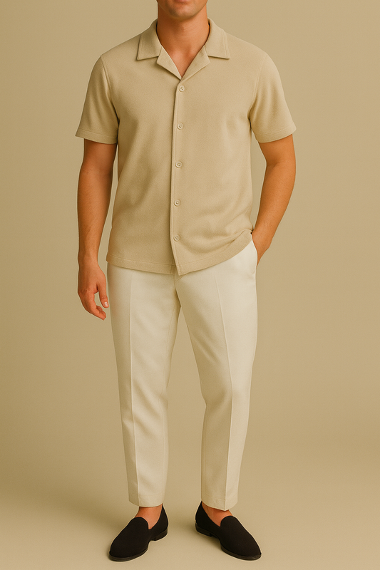 IVAR® Khaki Cuban Collar Shirt
