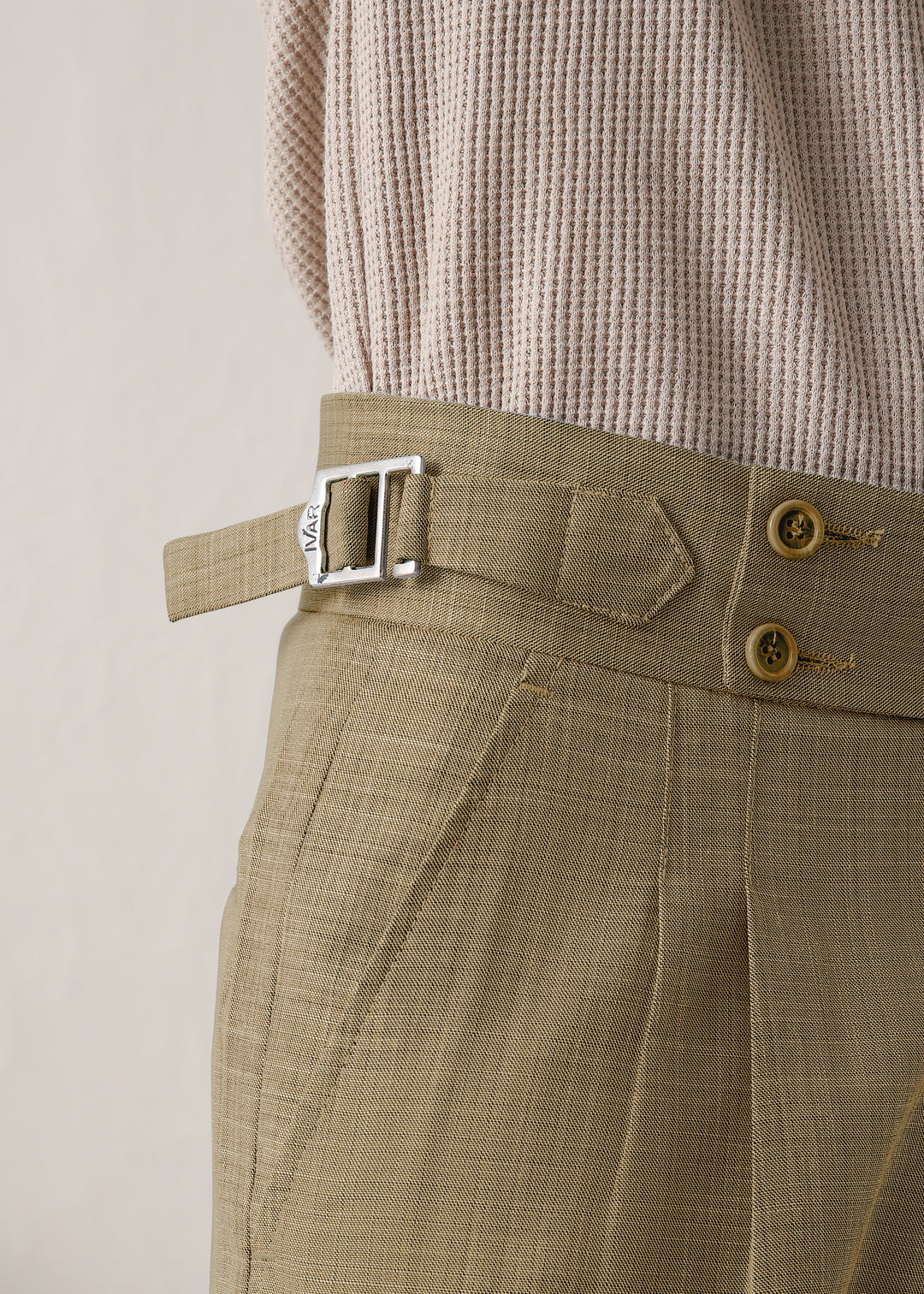 IVAR® Khaki Pleated Gurkha Pants