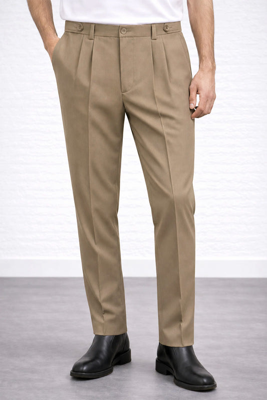 IVAR® Khaki Adjustable Pleated Pants