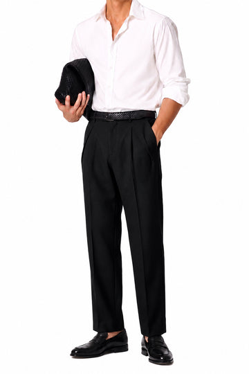 IVAR® Black Knife Pleated Tailored Pants