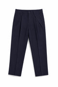 Men's Navy Blue Tailored Pants Front View Clean Minimal Look
