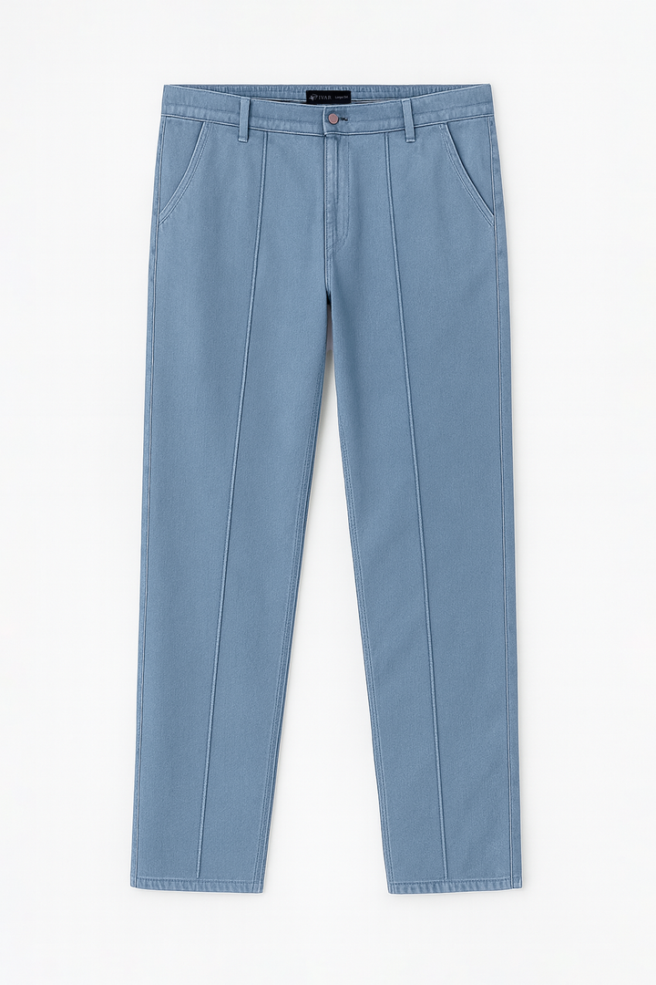 IVAR® French Terry Light Blue Pleated Denim