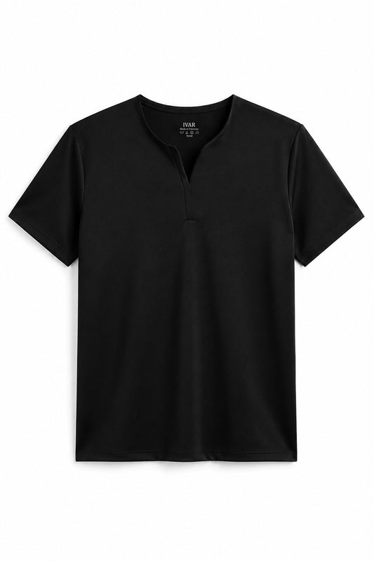 IVAR Black Light Scuba Henley - Front Flat Lay - IVAR Clothing