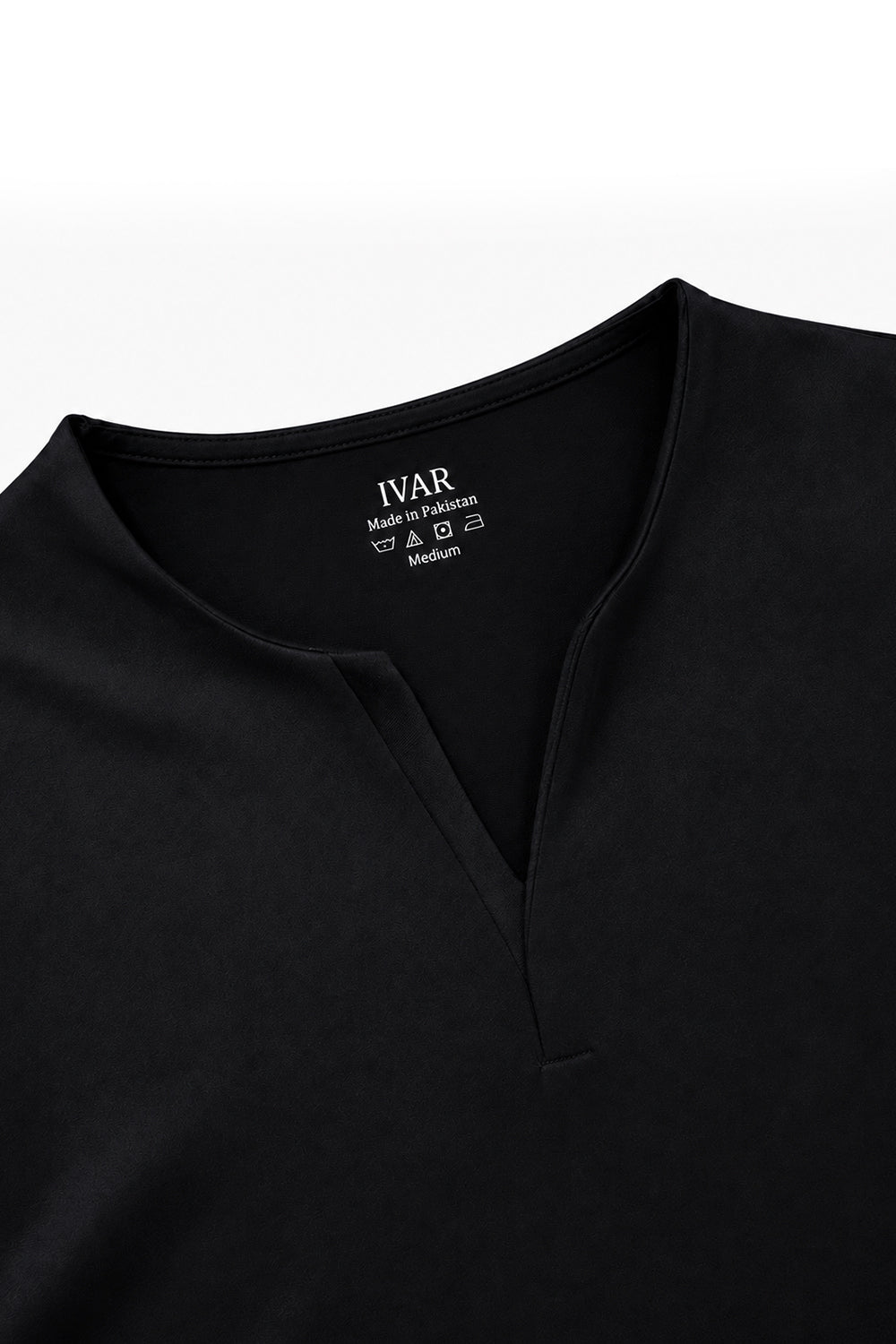 IVAR Black Light Scuba Henley - Neckline Close-Up Detail - IVAR Clothing