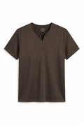 IVAR Dark Brown Light Scuba Henley - Front Flat Lay - IVAR Clothing