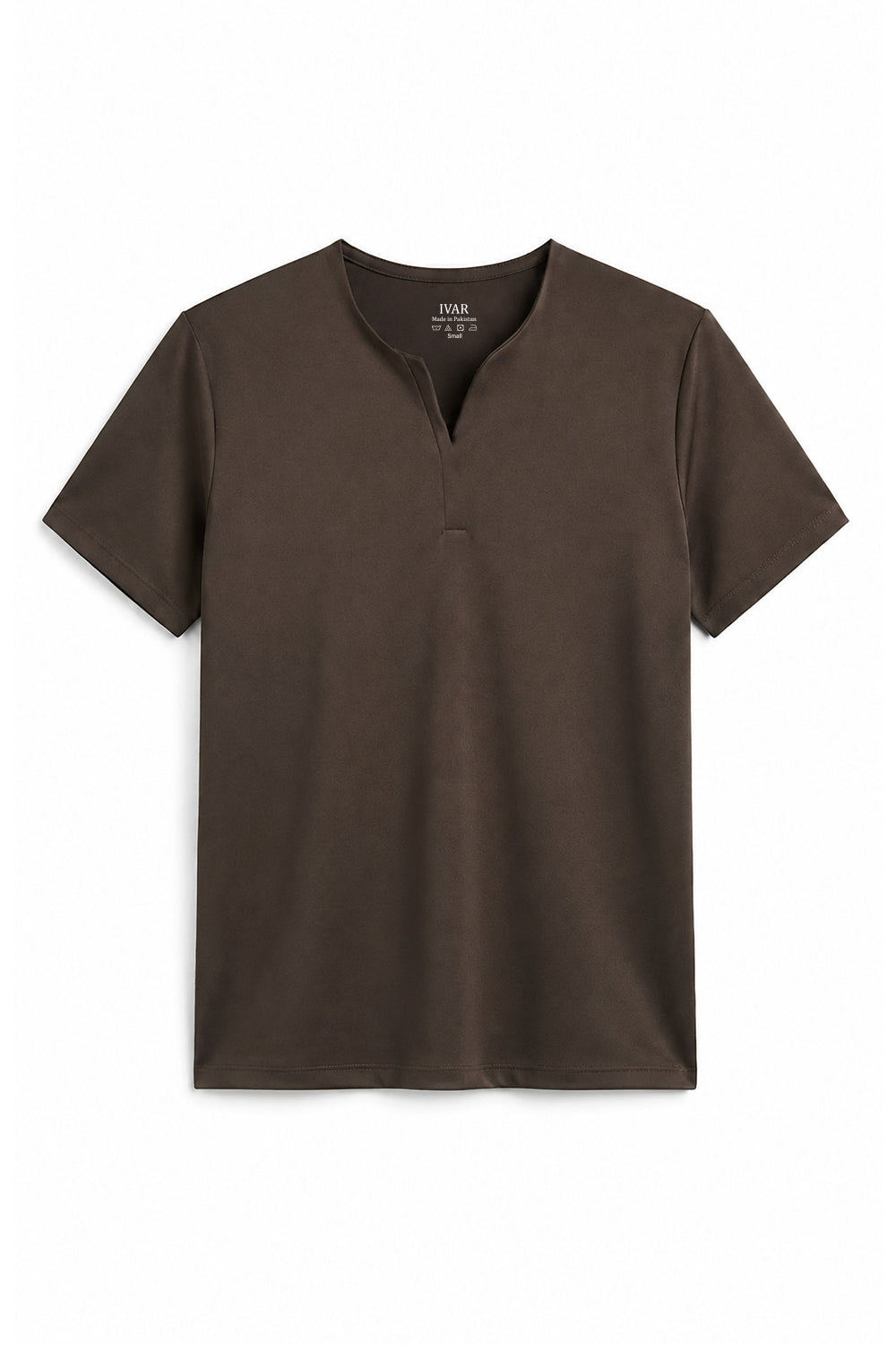 IVAR Dark Brown Light Scuba Henley - Front Flat Lay - IVAR Clothing