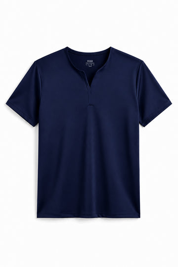 IVAR Navy Light Scuba Henley - Front Flat Lay - IVAR Clothing