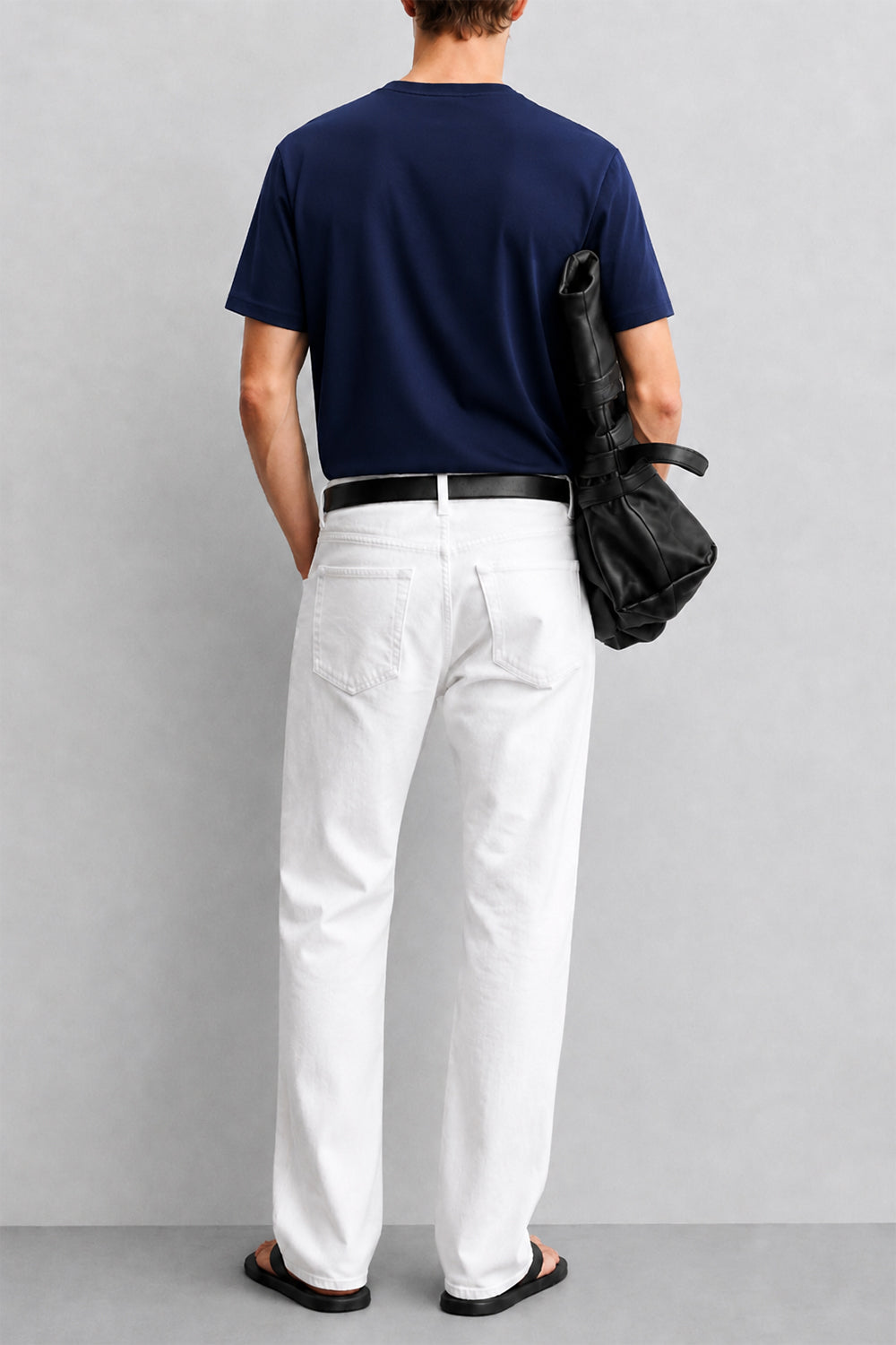 IVAR Navy Light Scuba Henley - Model Wearing, Back View - IVAR Clothing