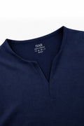 IVAR Navy Light Scuba Henley - Neckline Close-Up Detail - IVAR Clothing