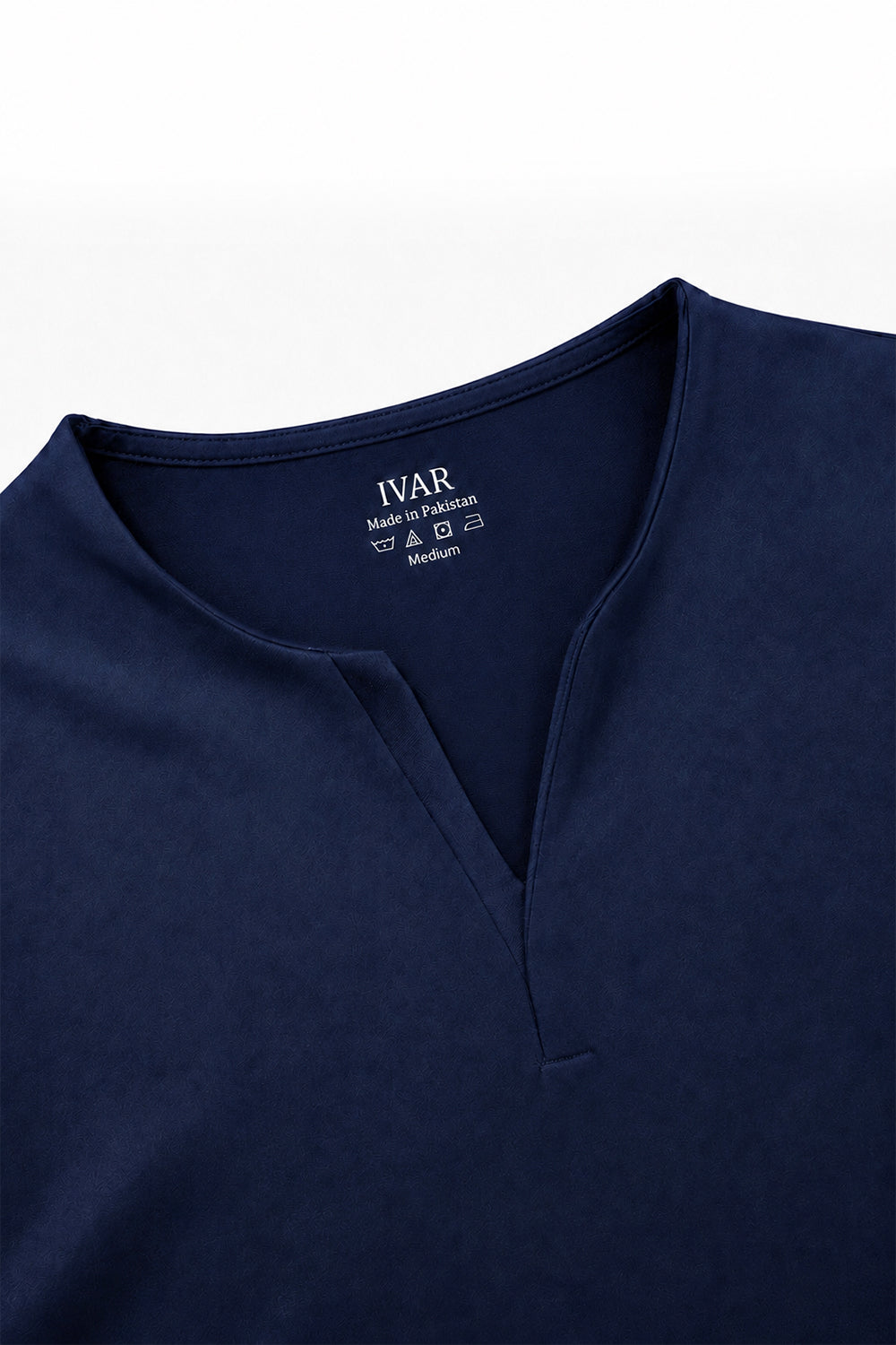 IVAR Navy Light Scuba Henley - Neckline Close-Up Detail - IVAR Clothing