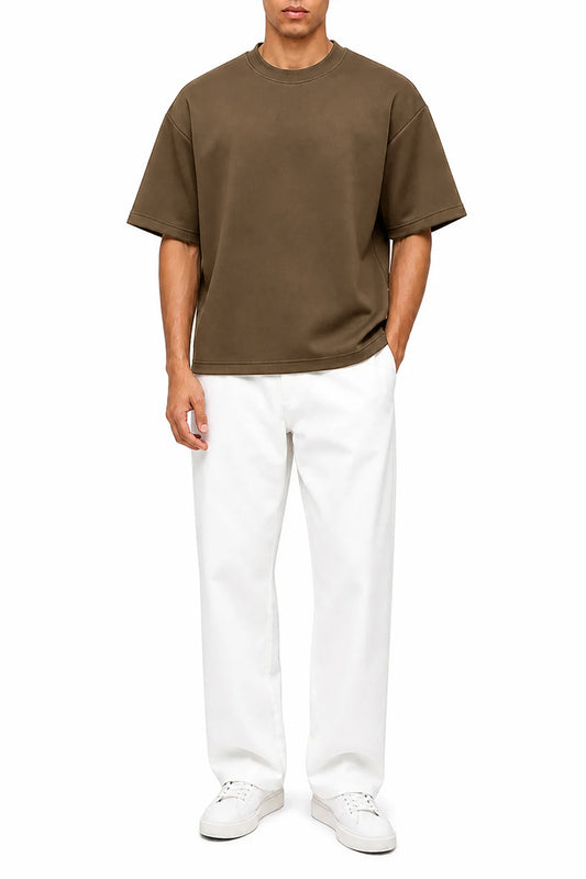 IVAR Light Brown Scuba oversized Tshirt