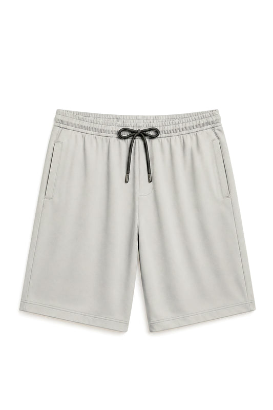 IVAR Beige Light Scuba Shorts – front view