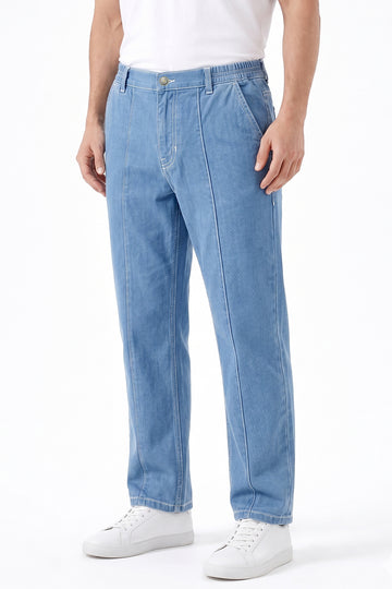 IVAR® French Terry Light Blue Pleated Denim