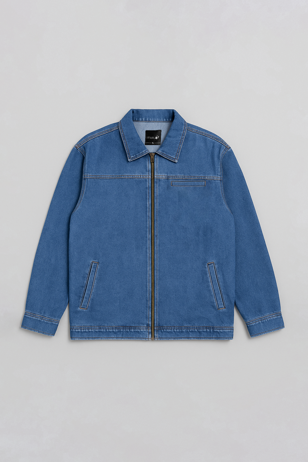 IVAR® Oversized Light Blue Denim Zipper