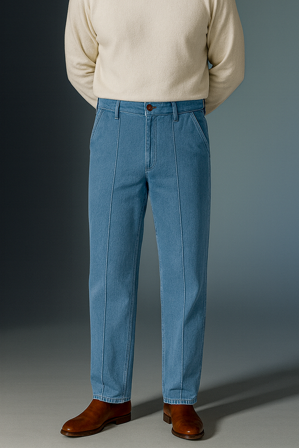 IVAR® French Terry Light Blue Pleated Denim