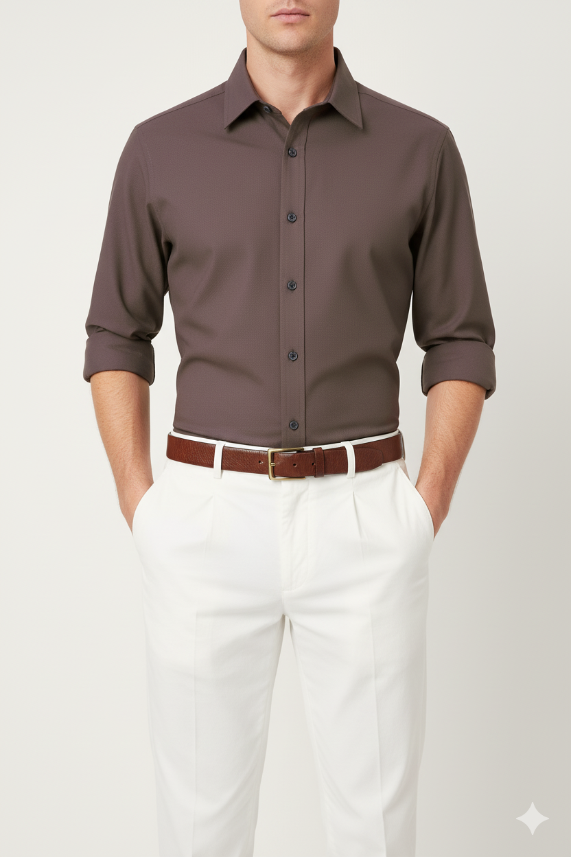 IVAR® Non Iron Light Brown Shirt