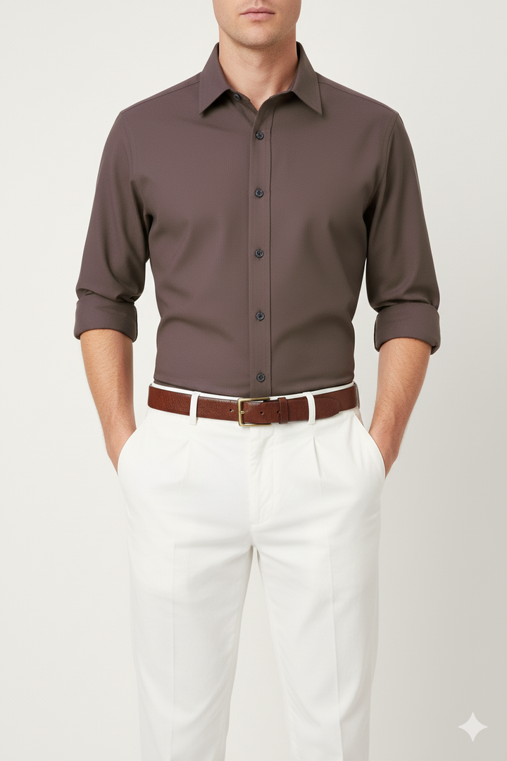 IVAR® Non Iron Light Brown Shirt