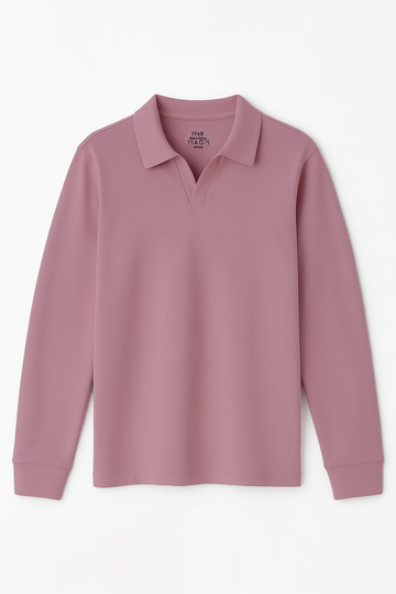 IVAR® Light Pink Full Sleeve Johnny Collar Polo