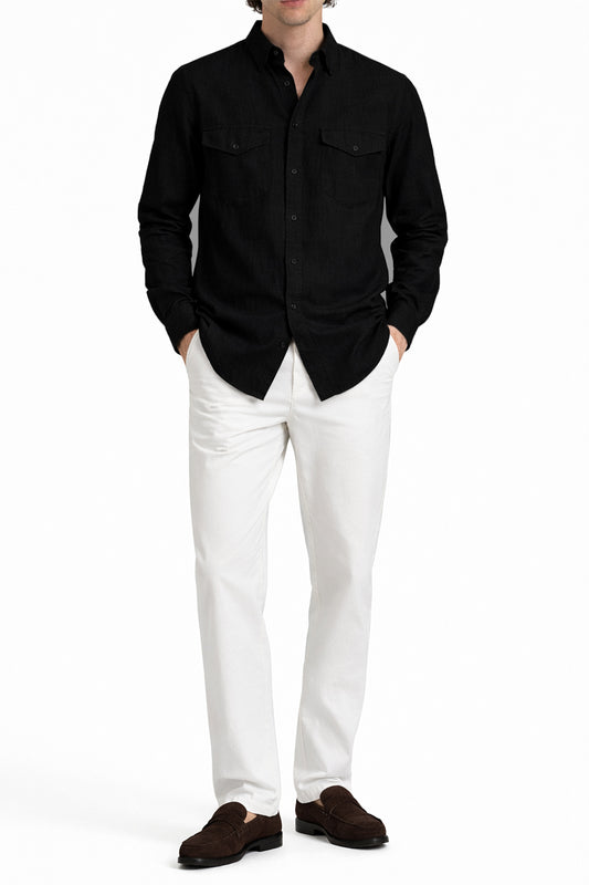 IVAR® Black Italian Linen Shirt