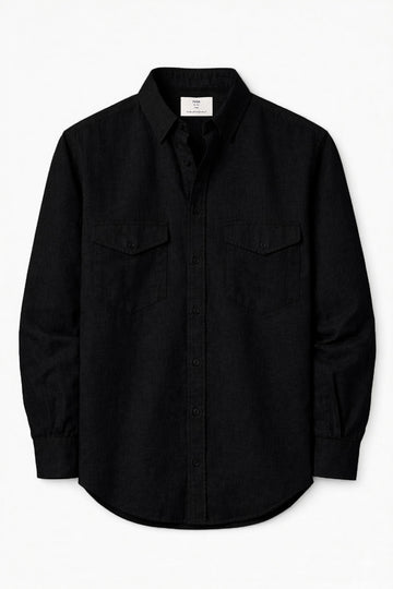 IVAR® Black Italian Linen Shirt