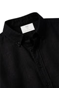 Black Textured Button Down Shirt Collar and Cuff Close-Up Detail