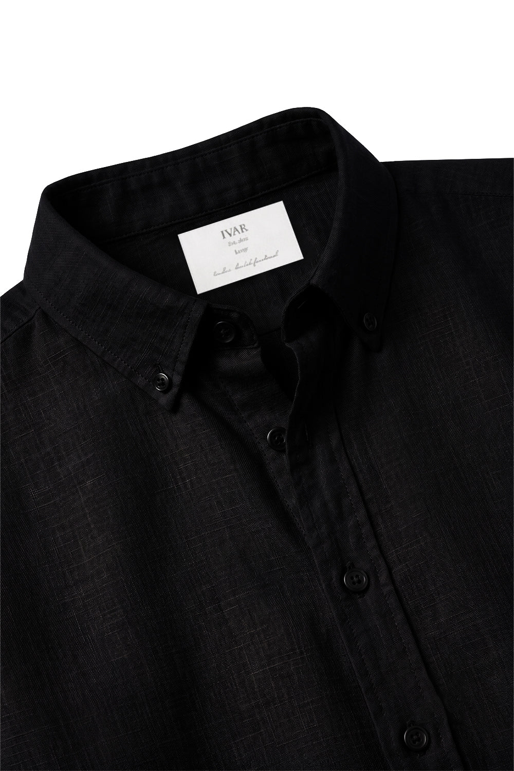 Black Textured Button Down Shirt Collar and Cuff Close-Up Detail