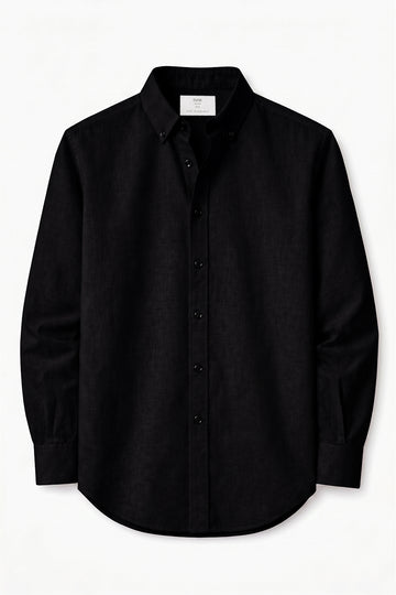 IVAR® Black Linen Texture Buttondown Shirt
