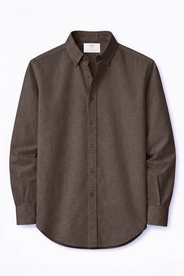 IVAR® Brown Linen Texture Buttondown Shirt