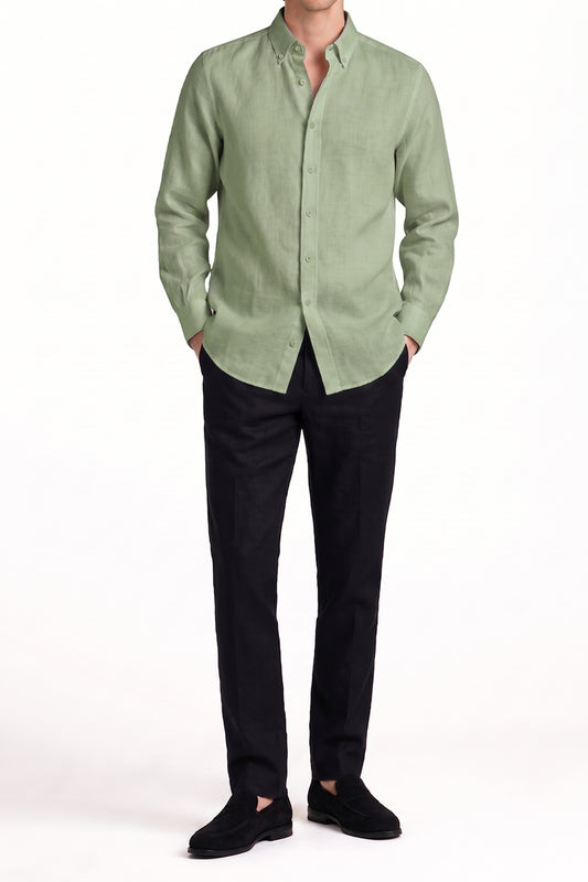 IVAR® Olive Linen Texture Buttondown Shirt