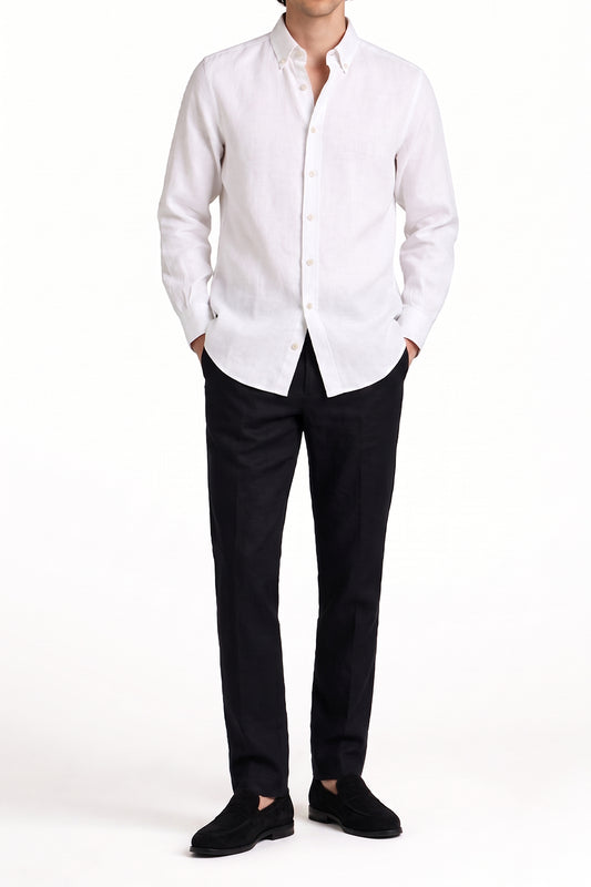 IVAR® White Linen Texture Buttondown Shirt