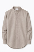 Beige Collar Linen Shirt with band collar and long sleeves
